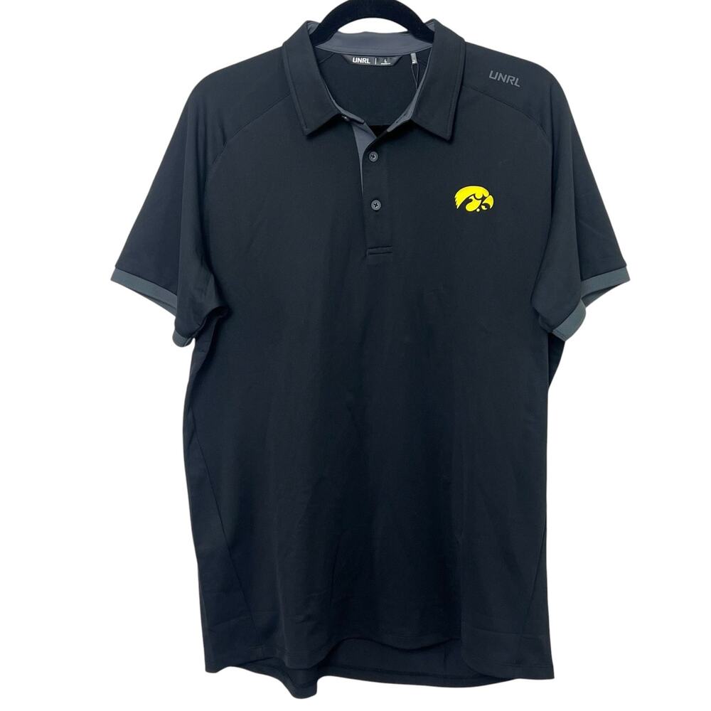 NWT UNRL x University of Iowa Men's Traditional Polo Athletic Fit Black Large